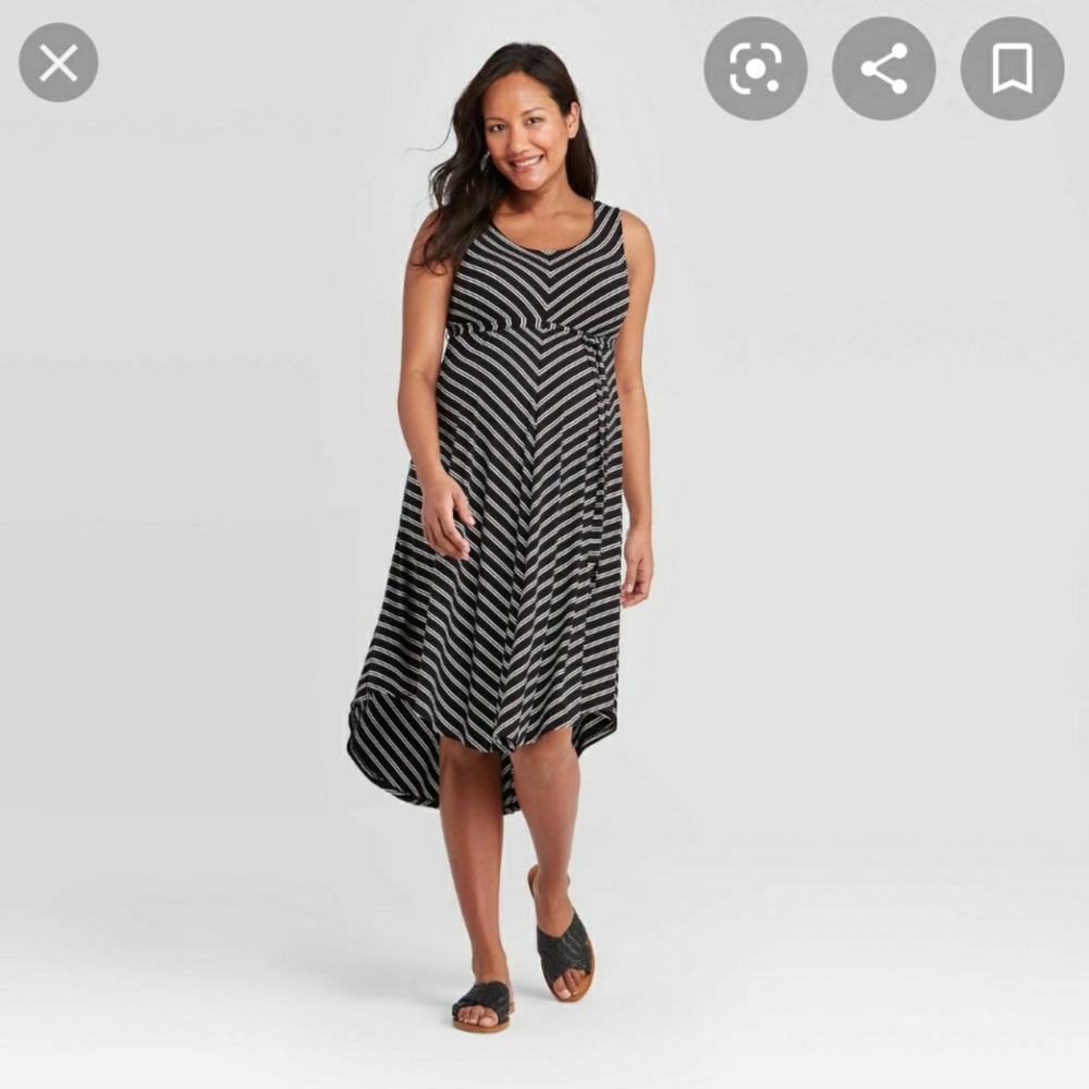 Isabel Maternity striped tie waist midi dress